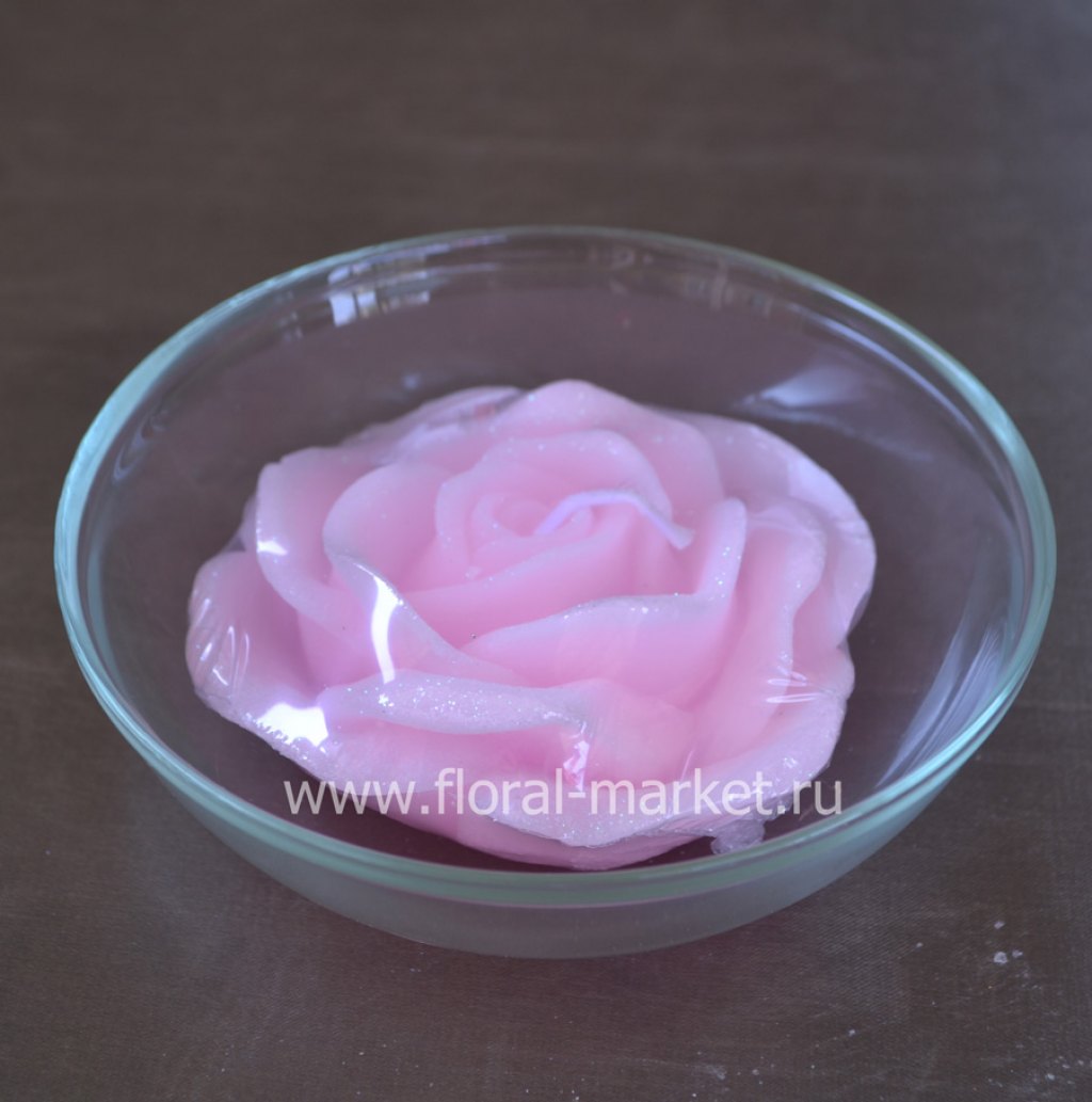 С3375 Свеча роза розовая плавающая
