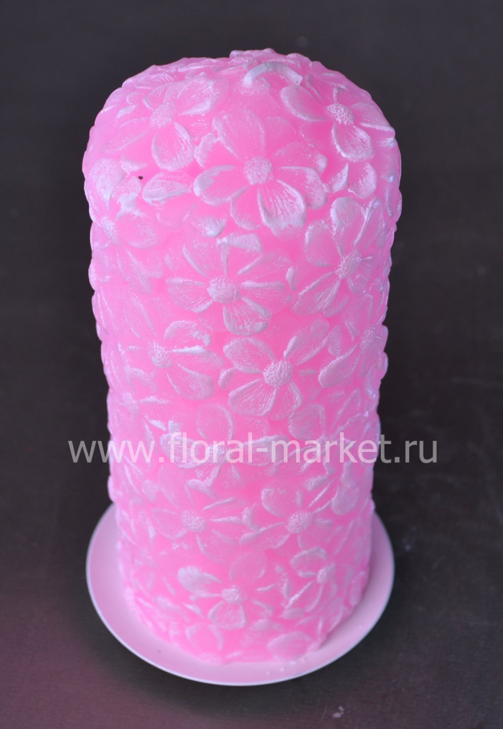 С0565 Свеча пенек цветочный розовый